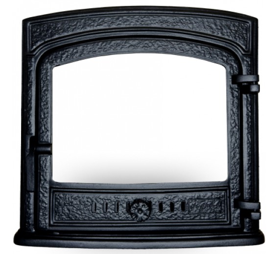 Metalų gaminiai . Ketaus gaminiai. Židinio durelės su stiklu 530x500 mm