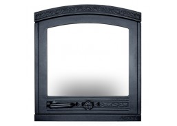 Metalų gaminiai . Ketaus gaminiai. Židinio durelės su stiklu 550x500 mm