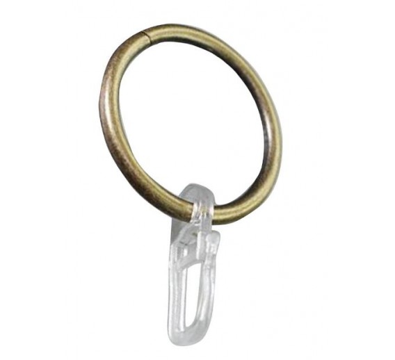Vidaus apdailos prekės. Kitos apdailos medžiagos. Karnizai. Metaliniai karnizai ir jų detalės. Karnizų žiedai, segtukai. Žiedas Classic 19 mm šv.send.aukso su kabliuku 10 vnt. 