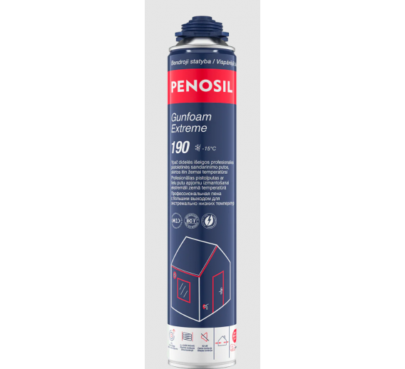 Vidaus apdailos prekės. Hermetikai, montavimo putos, sandarinimo juostos. Sandarinimo, montavimo putos. Žieminės sandarinimo putos Penosil 190 750ml 