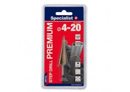 Darbo įrankiai. Įrankių priedai. Grąžtai metalui. Pakopiniai grąžtai metalui. Žingsninis grąžtas Specialist+ Premium 4-20 mm 