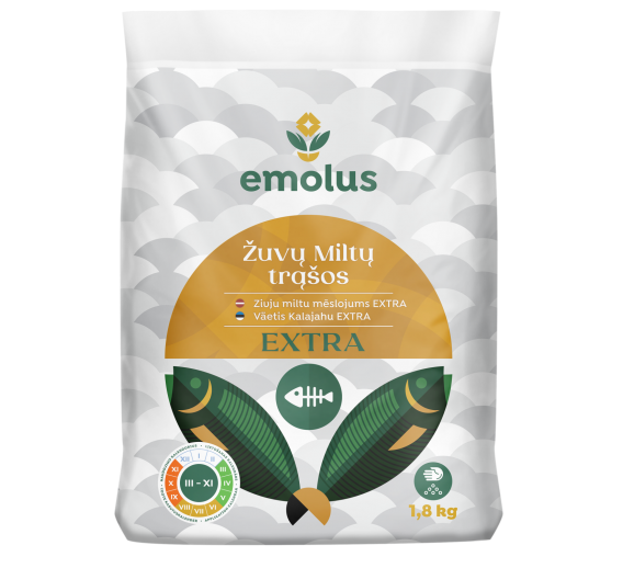 Sodo ir daržo prekės. Trąšos ir durpių substratai. Trąšos. Organinės trąšos. Žuvų miltai Extra, 1,8 kg.